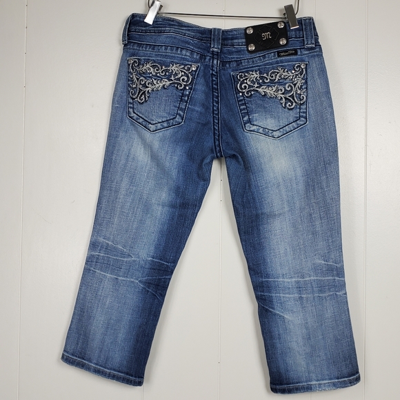 Miss Me embroidered studded rhinestone cropped jeans JE34GC4 size 28 - Picture 10 of 14